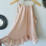 Shinestar Tie back ruffle hem halter top swing pink size XL NWOT No flaws; truly gorgeous top! 23” pit to pit 25” long Pink ruffle hem a line blouse Photo 1