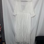 Cupshe  ONE SIZE FITS MOST WHITE GAUZY SWIM COVER UP FRONT TIE LASER CUT INSET Photo 9