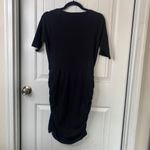 Athleta  Black Dress Ruched Casual Scoop Neck Short Sleeve Size Small‎ minimalist Photo 3