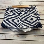 No Boundaries Vintage  Aztec Geometric Cutoff Shorts Blue White Lace Trim Sz 13 Photo 2