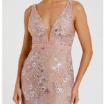 Mac Duggal NWT  67481 Pink Floral Embellished Sleeveless Plunge Neck Gown Size 12 Photo 2