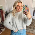 Urban Outfitters Nwt  Metallic Eyelash Knit Pullover Sweater Gray Size Medium Photo 2