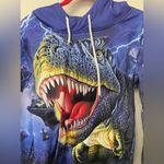 Women's Realistic T Rex Dinosaur Purple Hooded Sweatshirt SZ S Photo 4