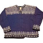 L.L.Bean Women’s Blue Cream Fair Isle Knit Cottagecore Ski Sweater Small in EUC Photo 3