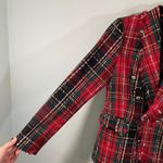 Rachel Zoe Plaid Metallic Thread Tweed Double Breasted Fray Edge Blazer Size S Photo 4