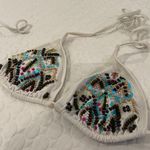 Xhilaration  women size medium white Beaded bikini top tribal pattern Photo 1