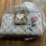 Baby Phat  Hand Clutch Wrist Wallet - Brown Leather with Rose Engraved Design Photo 2