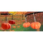 Pumpkin Earrings Thanksgiving Fall Festive Harvest New Handmade Dangle Hooks Orange Photo 3