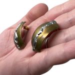 Vintage Unsigned Gold Tone Silver Tone Post Earrings Classic Retro Modernist Photo 2