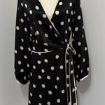 Oscar de la Renta Vintage  Black White 100% Silk Polka Dot Wrap Dress Sz 14 Photo 0