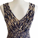 Loft  Dress Purple Tan Ikat Print Sleeveless Stretch Jersey Knit Dress XXS NEW Photo 6