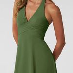 Azazie Tessie Olive Green Backless Halter Dress Photo 9