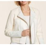 Chico's NWT defects Asymmetrical Moto Jacket Ivory Wheat Fabric Mix sz 1 M Photo 1
