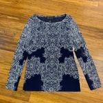 INC International Concepts Navy Blue & White Lace Print Long Sleeve Top Size XL Blue Photo 0
