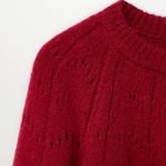 Mango Openwork Cable Knit Wool Blend Sweater Size XS Red Photo 12