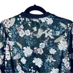 Asian Floral Bomber Jacket Zip Front Black Photo 3