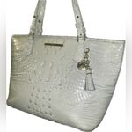 Brahmin Large Asher Mint Green Icy Blue Crocodile Zip Top Shoulder Bag Tote Photo 3