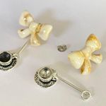 Handmade Kawaii ribbon & tea cup dangle earrings 💚 2WAY & original :) Photo 1