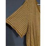 Maurice's Yellow Striped Roll Cuff Short Sleeve High Low V Neck Top Size 2X Photo 2