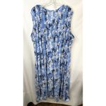 Woman Within  Plus Size 2XP Maxi Dress 26/28 Blue Floral Pleated Sleeveless 1427 Photo 2