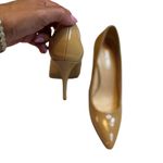 Nine West  Women's Tan Nude Patent Leather Stiletto Pointed Toe Heels Size 7 Photo 4