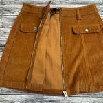 Bershka Womens Wide Wale Cord Corduroy Skirt S SM Small Warm Cognac Brown Zipper Photo 2