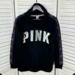 PINK - Victoria's Secret  Reversible Sequin Stripe Sleeve Sweatshirt Black Small Photo 8