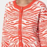 Halara Orange sz M Round Neck Button Front Animal Print Cardigan Photo 95