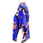 Lipslide Medium Royal Blue Floral Button Up Shirt Tropical Resort City Chic Orange Photo 2