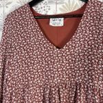 Sadie &‎ Sage Women's Floral Babydoll Dress S Brown Red Boho Long Sleeve USA Photo 5