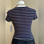 Pacific&Co JO &  Jeans Navy Blue & Pink Stripes NWT Crop Top Short Sleeves SZ SP Photo 4