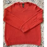 Vintage LL Bean Sweater Womens Large Orange Fisherman Classic Preppy Chunky Photo 2