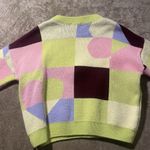 Top Shop Sweater Sz XS/S Abstract Colorblock  Knit Crop Striped Checker Hearts Photo 2