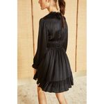 Ulla Johnson NEW Callista Silk Mini Dress Size 4 Black Long Sleeve Ruffle NWT Photo 2
