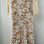 Bariano  Long Sleeve Lace Gown in White Tan Size 12‎ Photo 0