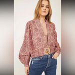 Free People Rosalina Tie Front Jacket Barbie Core Cropped Paisley Mocha Convo M Photo 7