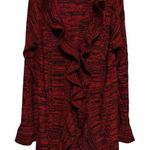 Brittany Black Women's Red Black Marbled Ruffled Long Sleeve Sweater Size 2X Photo 0