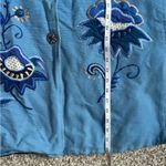 Indigo Moon Powder Blue Embroidered Floral Jacket Casual Vintage Unique Large Photo 4