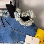 Ultra Pink Y2K Vintage Deadstock NWT Denim Skirt Frayed Hem Chevron Raw Edge Photo 12