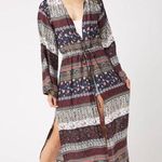 Saachi Printed Tie Waist Kimono size small Blue Photo 0