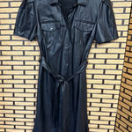 Marc New York Andrew  Faux Leather Button Front Dress Size Medium Photo 0