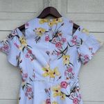 CeCe Women’s Dress Blue White Stripe Floral Cold Shoulder Spring 2 Photo 4