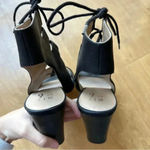 mix no. 6 Black Lace Up Block Heels, Cocktail Party Sandal Heels, Size 10 Photo 4