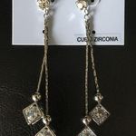 Ellen Tracy  Silver Crystal Cubes Drop Earrings CZ Photo 0