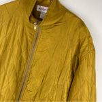 Vtg Y2K 100% Silk Satin Bomber Jacket Sz Medium Gold Yellow Photo 2