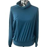 Garnet Hill  Long Sleeve Shirt Top Mockneck blue green medium Photo 0