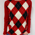 Charter Club  100% Cashmere Red Argyle Sweater Medium Photo 0