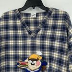 Vintage Warner Bros Tazmanian Devil Taz Flannel Nightgown Blue Plaid Siz… Size L Photo 1