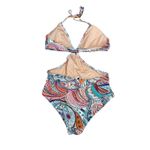 J. Crew scribble floral print cutout one piece swimsuit multi color O rings 12 White Photo 2