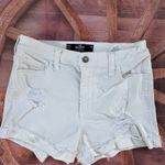 Hollister  Women's Cream Distressed Jean Shorts Photo 1